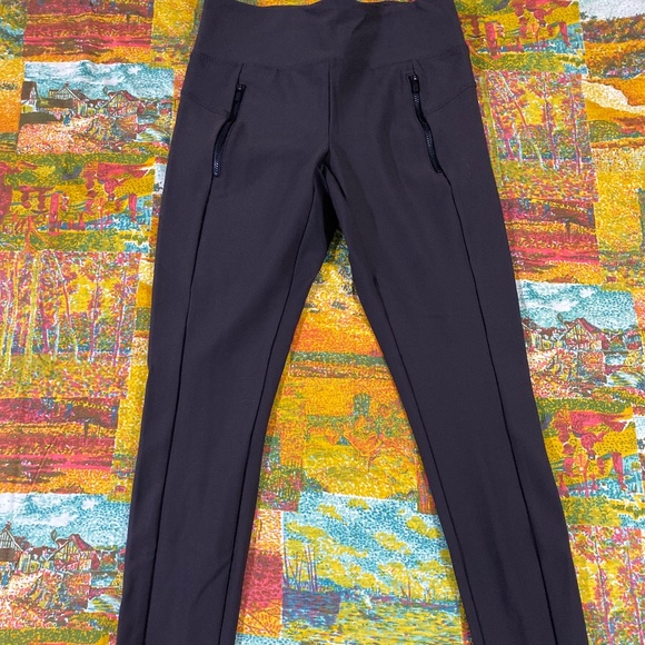 Athleta XS Zippered Dark Brown Leggings - Picture 1 of 5